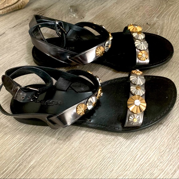 Coach Eleanor Mirror Metallic sandal women’s size 6 EUC - Picture 6 of 14